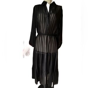 Nanette Lepore Black Sheer Long Sleeve Dress